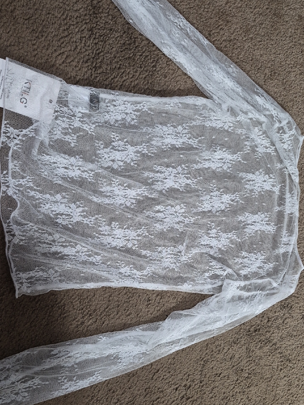 White Lace Long Sleeve Sheer Top